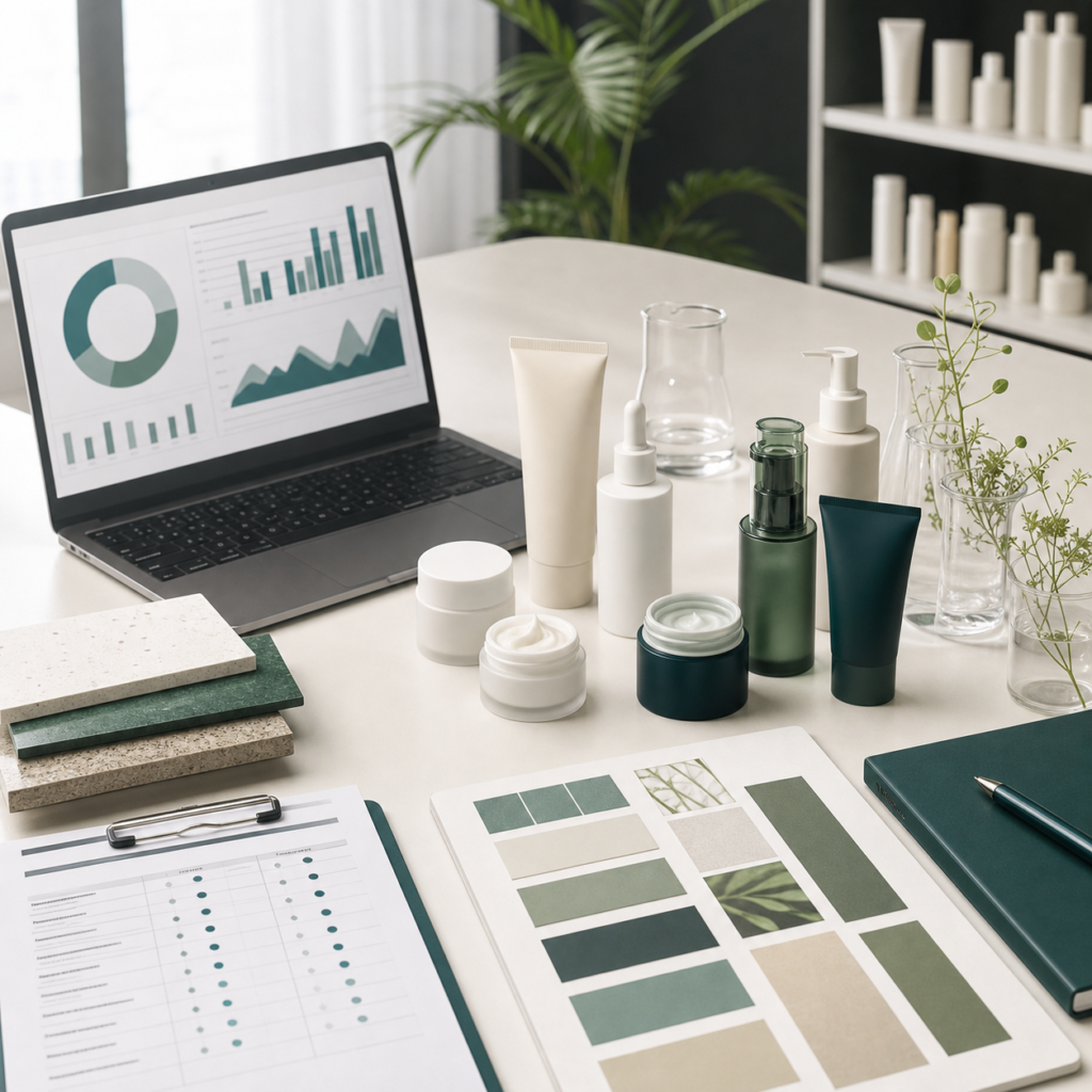Private label cosmetics product samples and sourcing materials for B2B manufacturer checklist