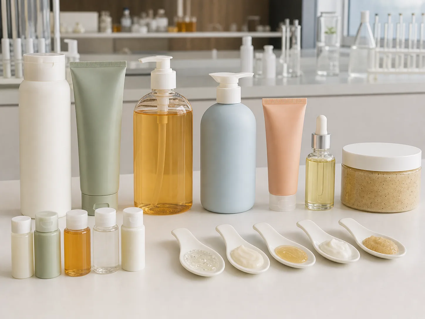 Private label body care and hair care product samples