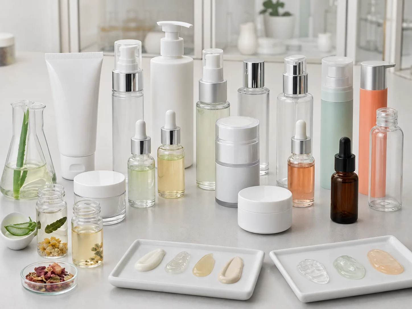 Private label skincare product samples for B2B selection